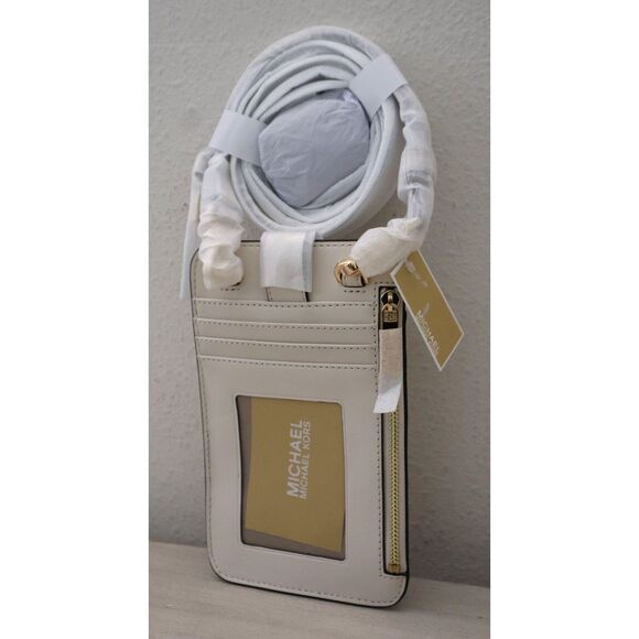 Michael Kors Women's Light Cream Logo Smartphone Crossbody Bag w/Card Holder - Picture 5 of 10